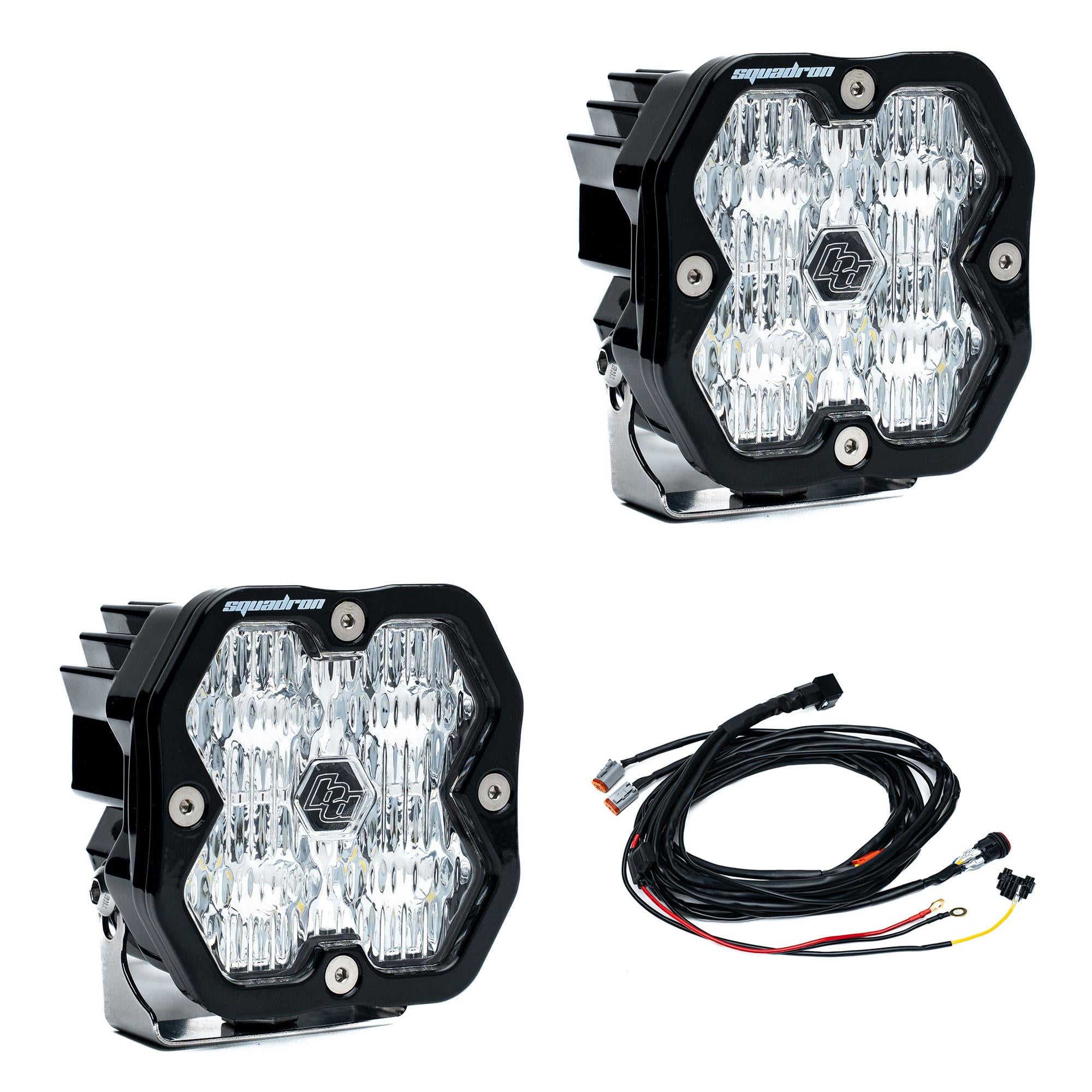 Squadron 2.0 Sport Black LED Auxiliary Light Pod Pair Universal Clear Wide Cornering Baja Designs