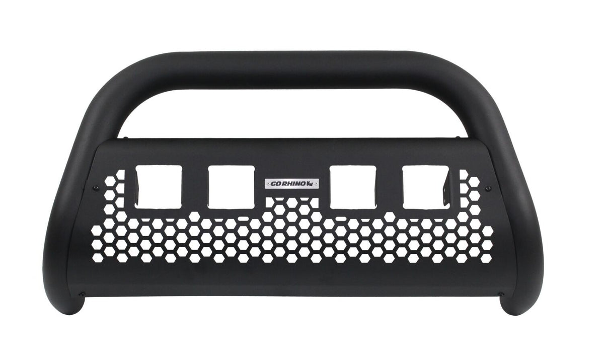 RC2 LR Bull Bar with Four 3 Inch Cube Light Openings Frame Only Textured Black 1999-2022 Ford F-250/F-350 2002-2024 Dodge Ram 1500/2500/3500 Go Rhino