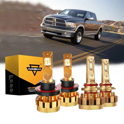 For 2010 Dodge Ram 2500(with 2 headlamps) F-16 Plus Series Built-in Canbus Automotive Grade 14000LM LED Light Bulbs High Low Beam Bundle