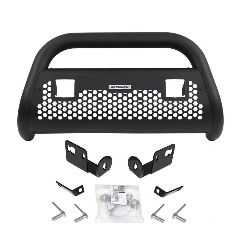 RC2 LR Bull Bar with Mounting Brackets & Two 3 Inch Cube Lights Textured Black 2009-2025 Ford F-150 Go Rhino