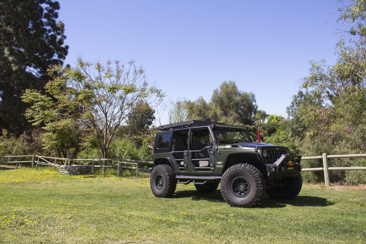 Trailline Tube Door Rear Textured Black For 2007-2018 Jeep Wrangler JK Go Rhino