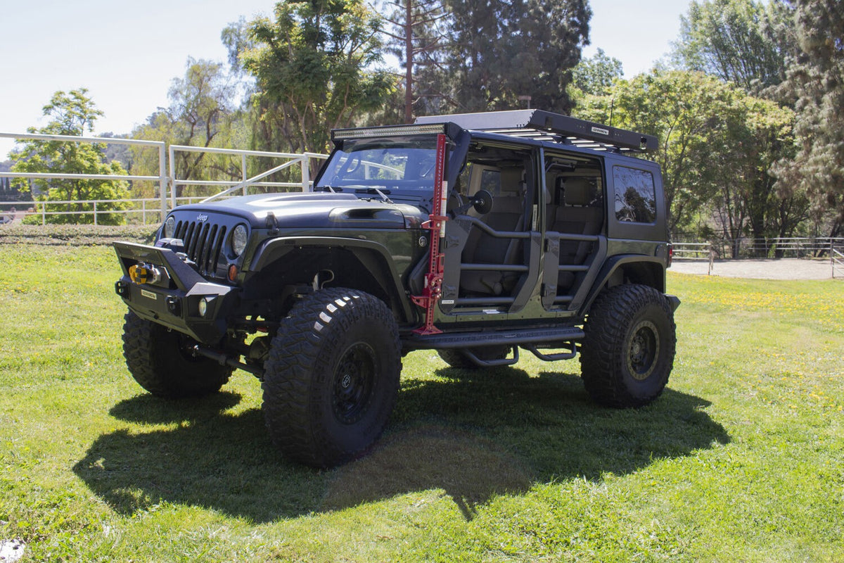 Trailline Tube Door Rear Textured Black For 2007-2018 Jeep Wrangler JK Go Rhino