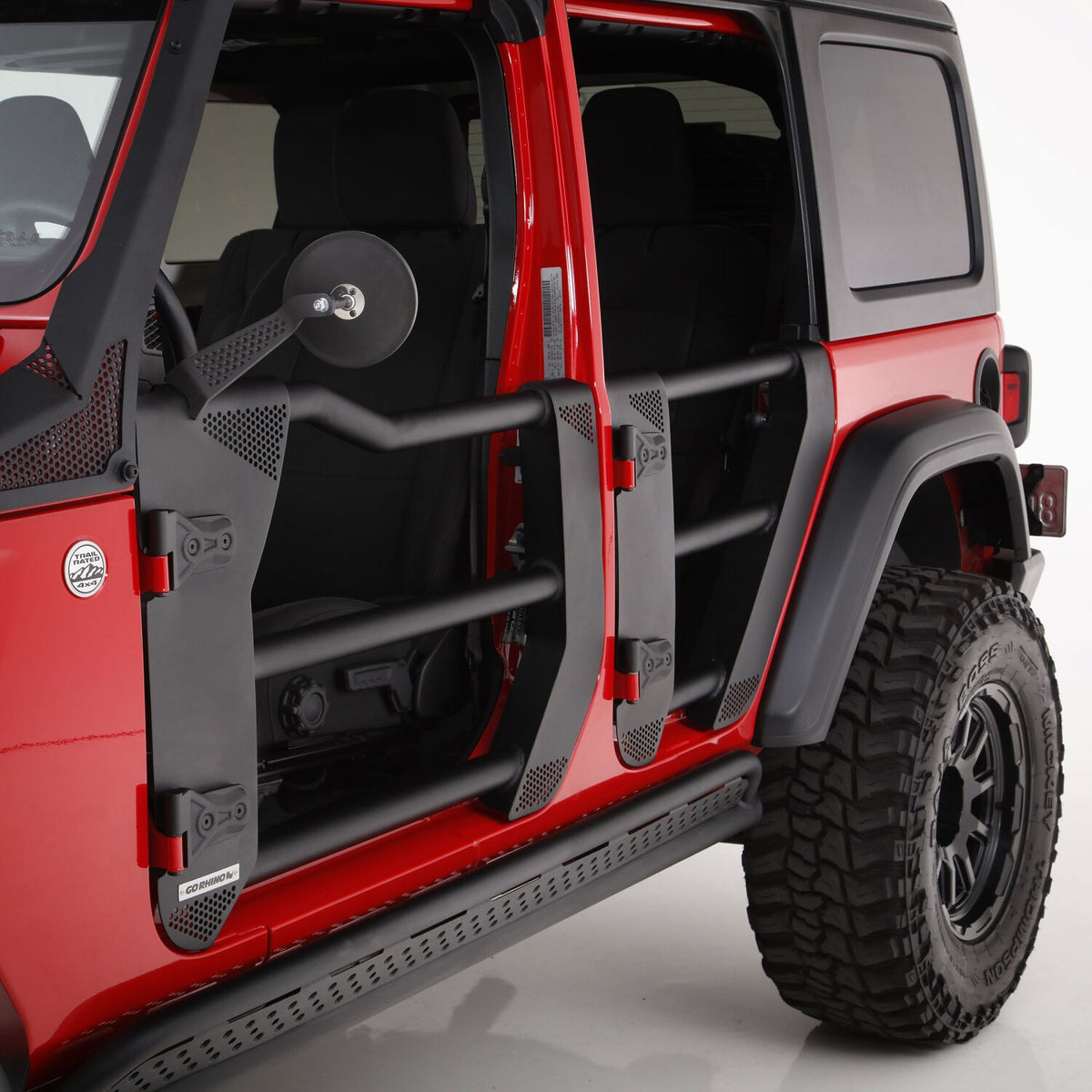 Trailline Tube Door Front Textured Black 2018-2026 Jeep Wrangler JL 2020-2025 Jeep Gladiator Go Rhino