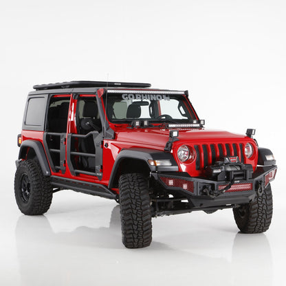 Trailline Tube Door Front Textured Black 2018-2026 Jeep Wrangler JL 2020-2025 Jeep Gladiator Go Rhino
