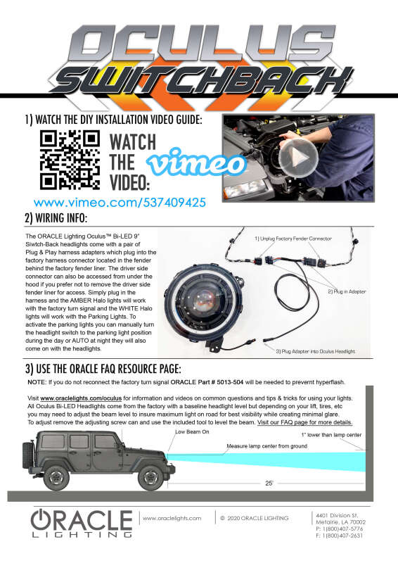 Oracle Jeep JL/Gladiator JT Oculus Bi-LED Projector Headlights - Amber/White Switchback