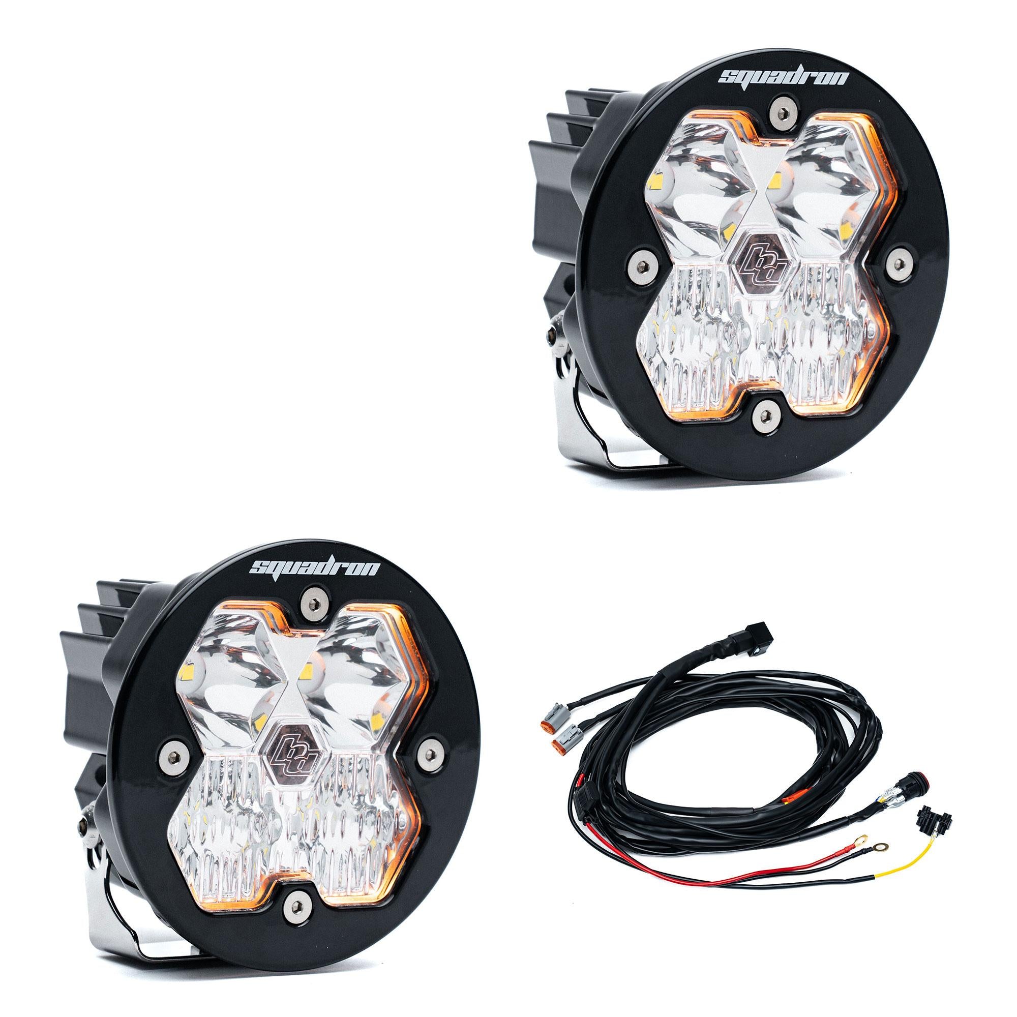 Squadron-R 2.0 Sport Black LED Auxiliary Light Pod Pair Universal Clear Driving/Combo Baja Designs