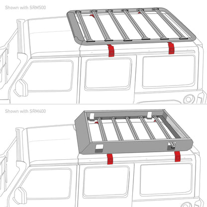 SRM Rack Mounting Kit Gutter Mount 4 PCS Textured Black For 2007-2018 Jeep Wrangler JK Go Rhino
