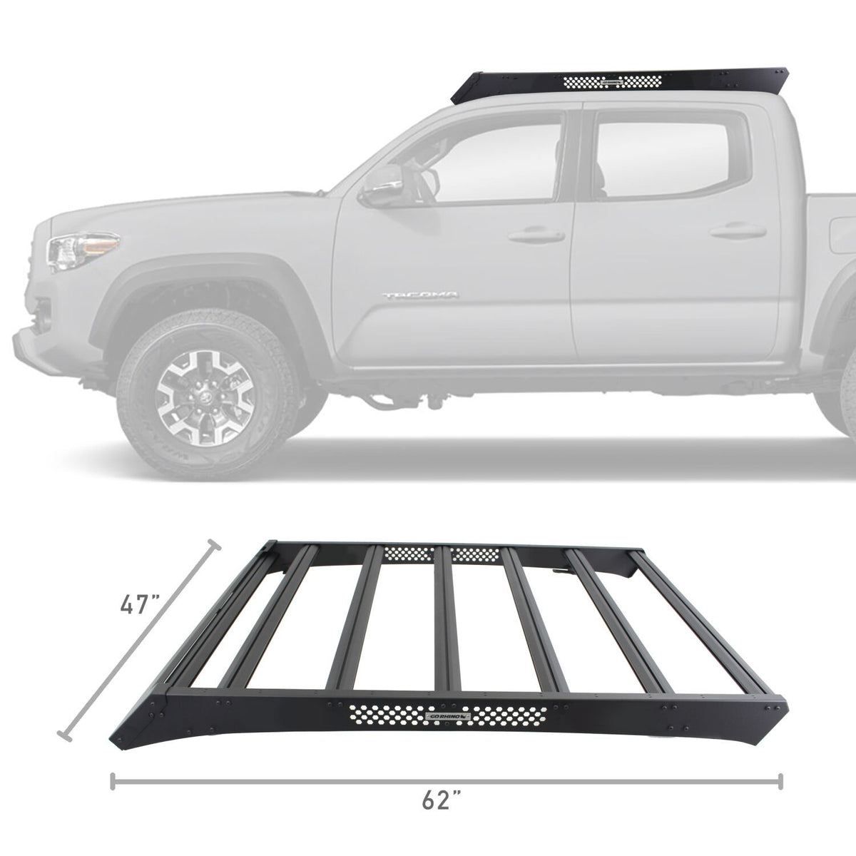 Ceros Low Profile Roof Rack Textured Black 2016-2023 Toyota Tacoma Go Rhino