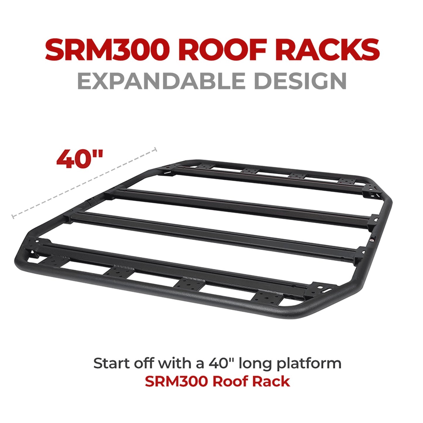 SRM300 40 Inch Flat Platform Roof Rack Textured Black Go Rhino