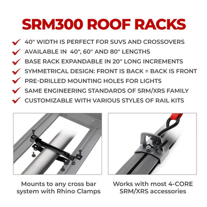 SRM300 Hot Rod Rail Kit for 40 Inch Long Rack Textured Black Go Rhino