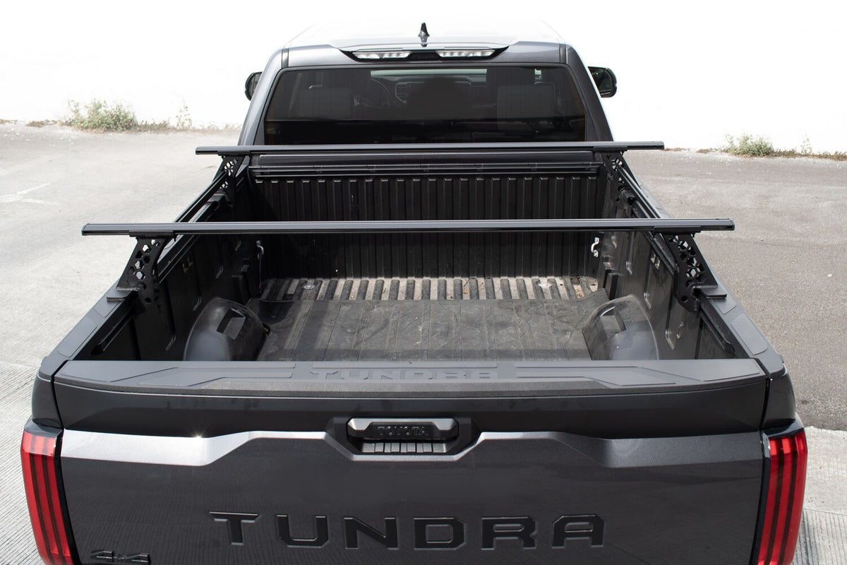 XRS Cross Bars Truck Bed Rail Kit for Full Sized Trucks without Tonneau Covers Textured Black 2007-2026 Toyota Tundra 2015-2026 Silverado/Sierra 2500 HD Go Rhino