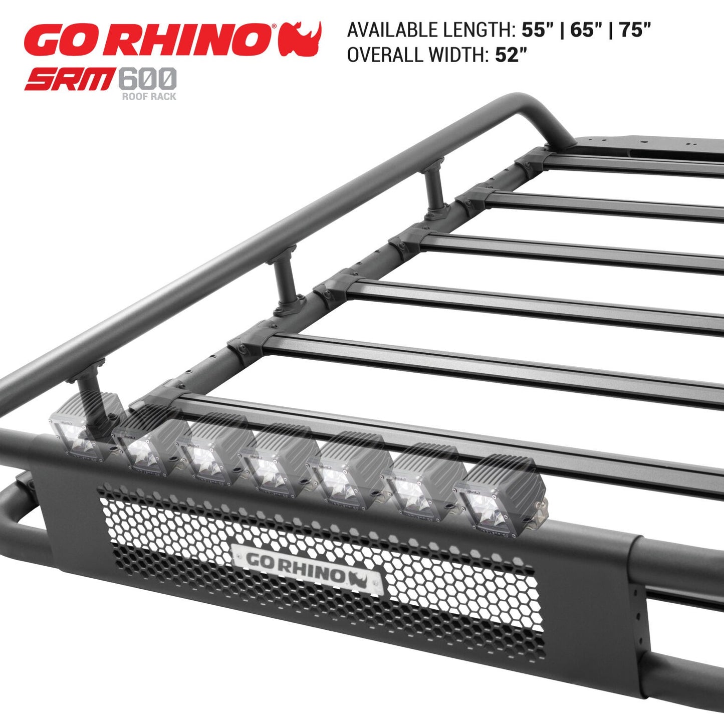 SRM600 55 Inch Tubular Basket Style Roof Rack Textured Black Go Rhino