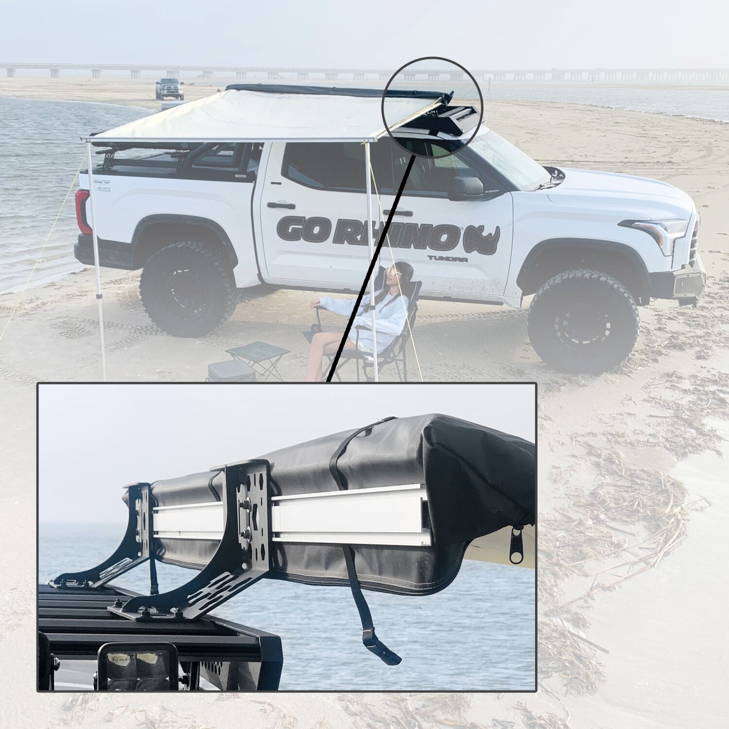 XRS/SRM Awning Bracket Kit Textured Black Go Rhino