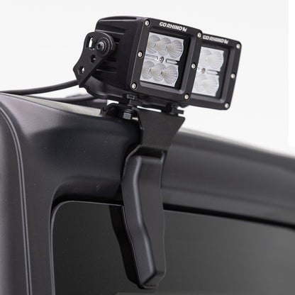 XE Hard Top Light Mount for two 3 Inch x 3 Inch LED Cube Lights Textured Black 2018-2026 Jeep Wrangler JL 2020-2025 Jeep Gladiator Go Rhino