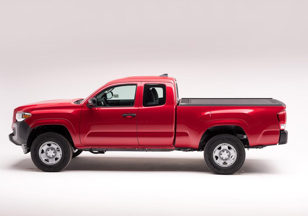 RetraxOne MX Retractable Tonneau Cover Matte One Piece Polycarbonate Finish 2022-2026 Toyota Tundra Regular/Double Cab 6' 7 inch Bed with Deck Rail System without Stake Pockets
