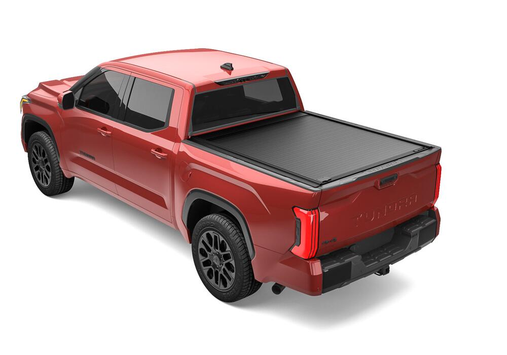 RetraxOne MX Retractable Tonneau Cover Matte One Piece Polycarbonate Finish 2022-2026 Toyota Tundra Regular/Double Cab 6' 7 inch Bed with Deck Rail System without Stake Pockets