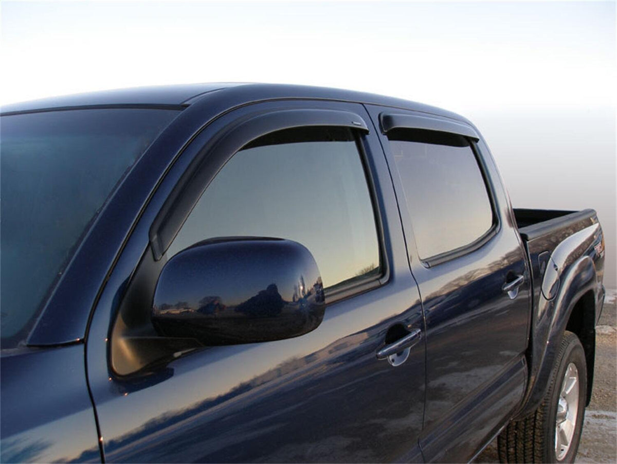 Tape-Onz Sidewind Deflector Smoke 4 pc. for 2005-2015 Toyota Tacoma Double Cab Stampede