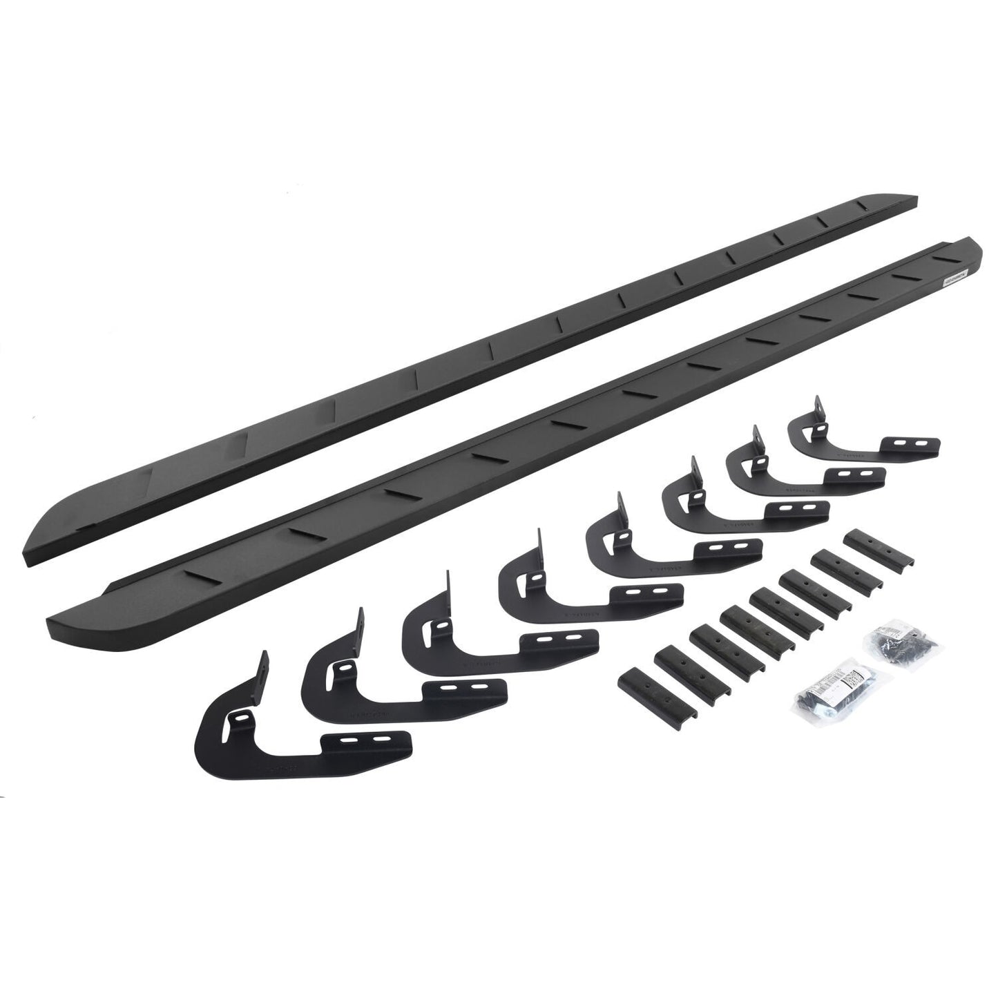 RB10 Slim Line Running Boards With Mounting Brackets Curved  Textured Black 2014-2018 Silverado/Sierra 1500/2500 HD Go Rhino