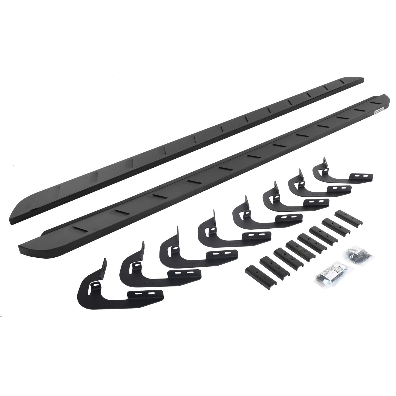 RB10 Slim Line Running Boards With Mounting Brackets Curved  Textured Black 2014-2018 Silverado/Sierra 1500/2500 HD Go Rhino