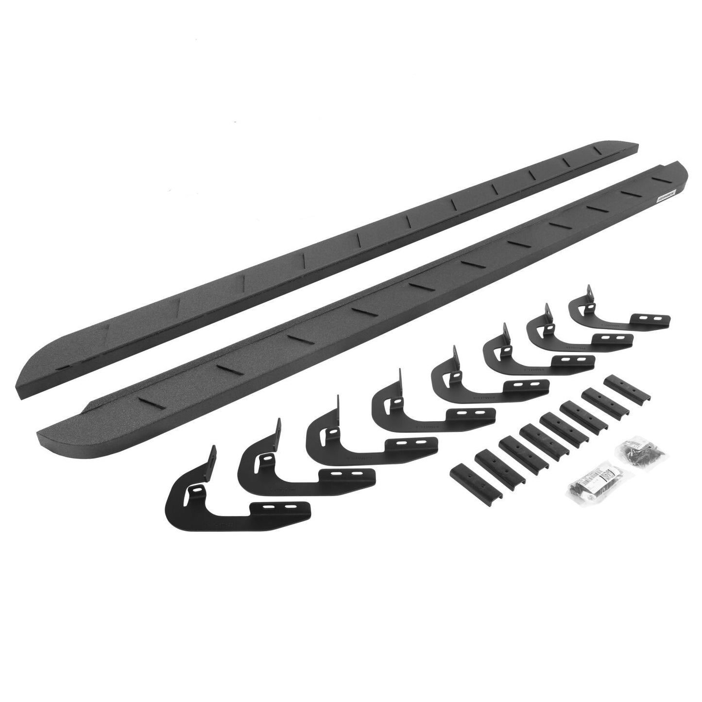 RB10 Slim Line Running Boards With Mounting Brackets Protective Bedliner Coating 2014-2018 Silverado/Sierra 1500/2500 HD Go Rhino