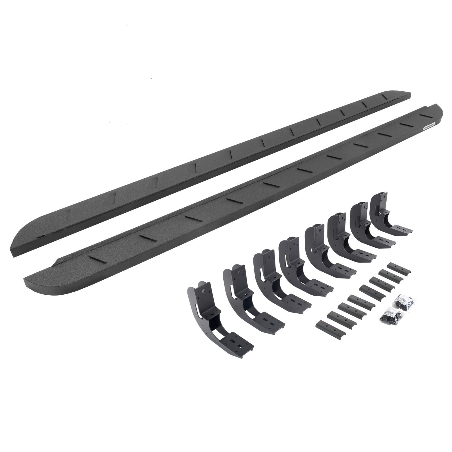 RB10 Slim Line Running Boards With Mounting Brackets Protective Bedliner Coating 2019-2026 Sierra 1500 2020-2026 Sierra 2500/3500 HD Go Rhino