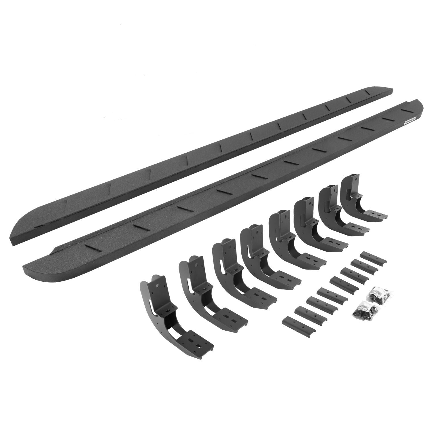 RB10 Slim Line Running Boards With Mounting Brackets Protective Bedliner Coating 2019-2026 Silverado/Sierra 1500/2500 HD Go Rhino
