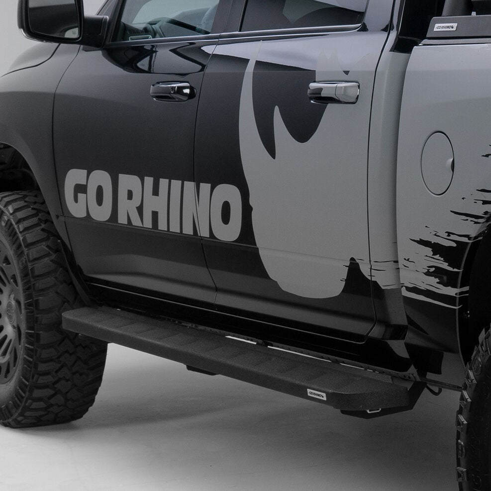 RB10 Running Boards With Mounting Brackets Protective Bedliner Coating 2009-2014 Dodge Ram 1500 Go Rhino