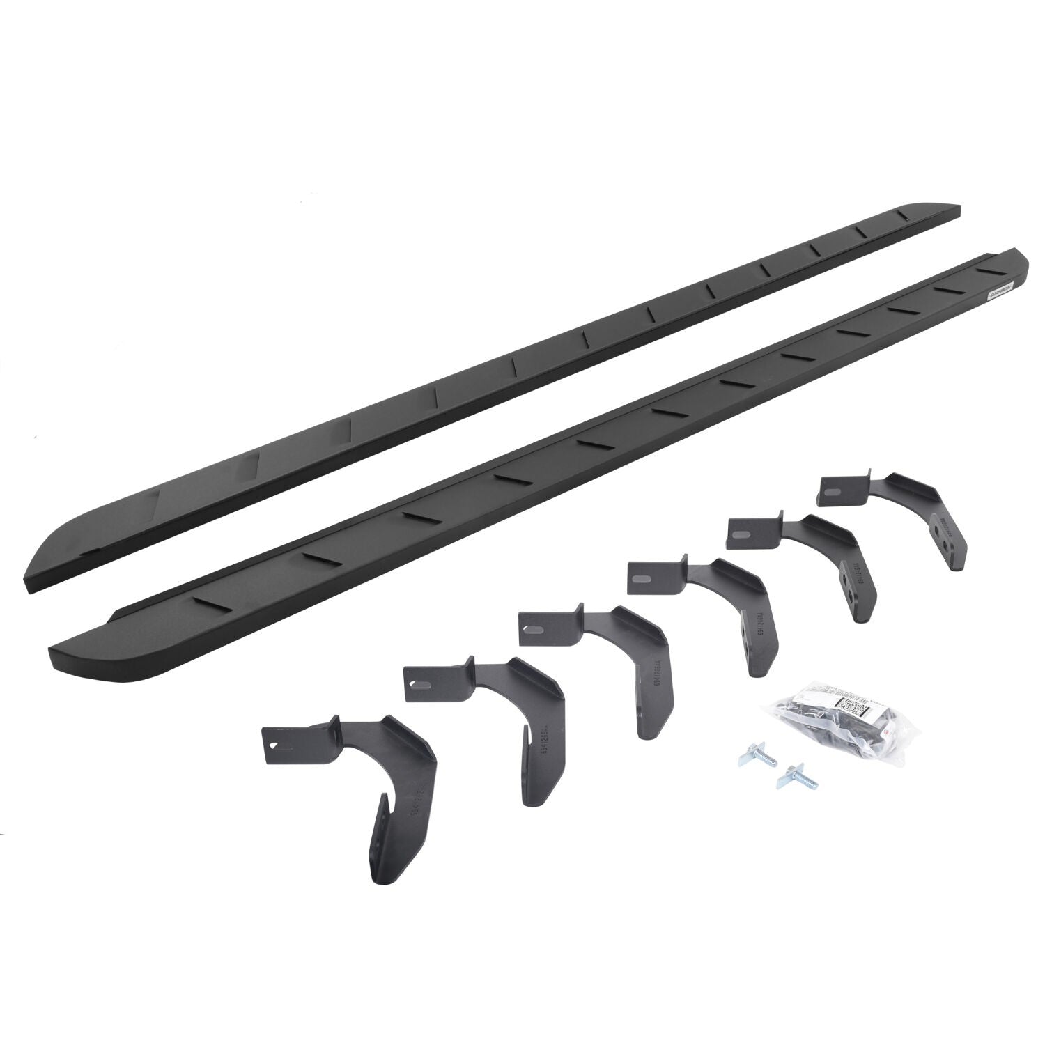 RB10 Slim Line Running Boards With Mounting Brackets Curved Textured Black 2004-2014 Ford F-150 Extended Cab Go Rhino