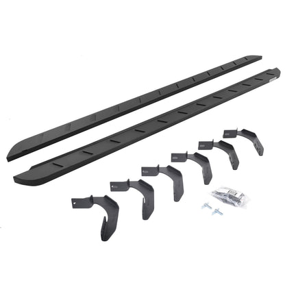 RB10 Slim Line Running Boards With Mounting Brackets Curved Textured Black 2004-2014 Ford F-150 Extended Cab Go Rhino