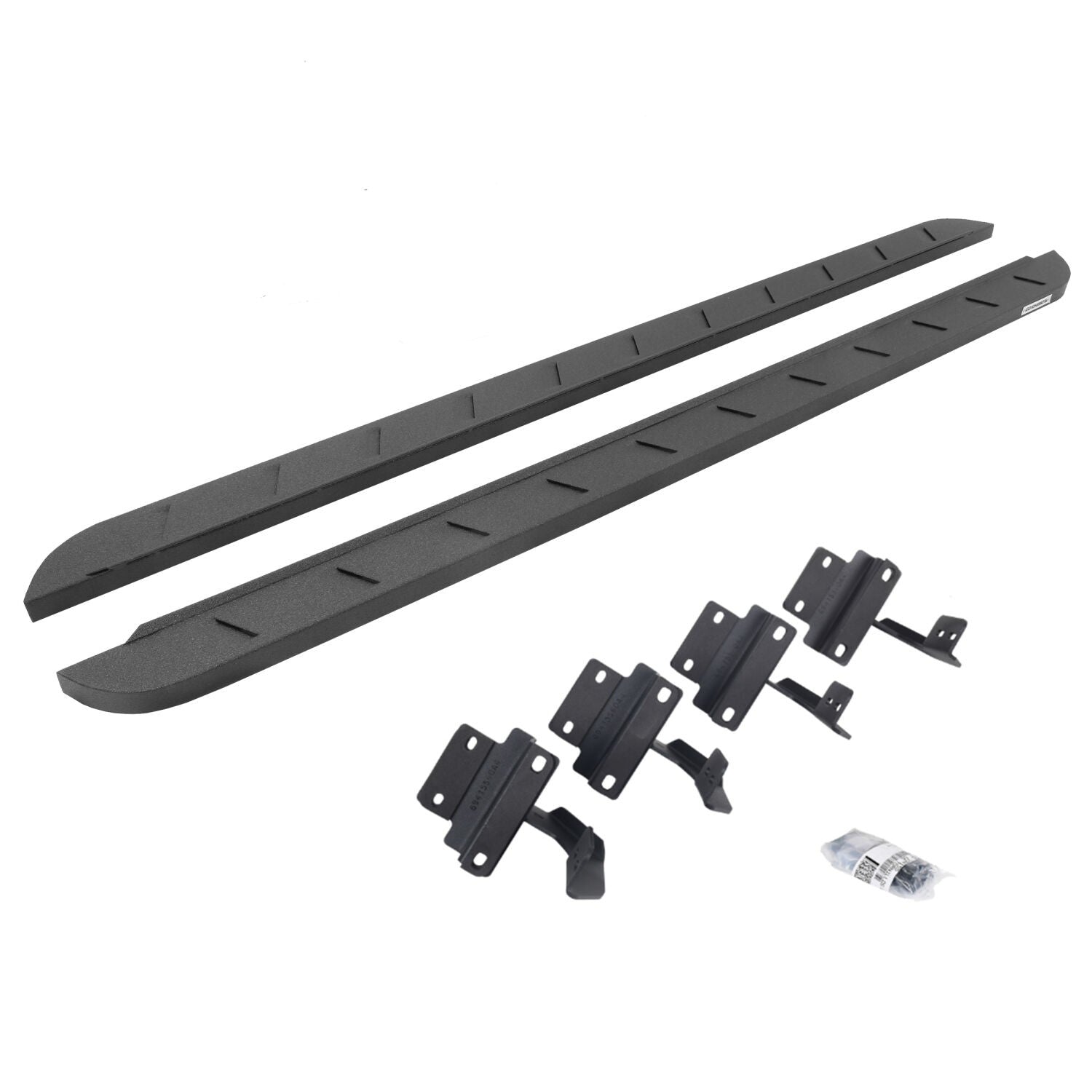 RB10 Slim Line Running Boards With Mounting Brackets Curved Protective Bedliner Coating 2015-2026 Ford F-150/ F-250/F-350 Extended Cab Go Rhino