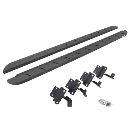 RB10 Slim Line Running Boards With Mounting Brackets Curved Protective Bedliner Coating 2015-2026 Ford F-150/ F-250/F-350 Extended Cab Go Rhino
