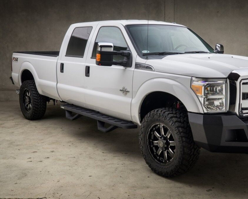 RB10 Running Boards With Mounting Brackets & 2 Pairs of Drop Steps Kit Protective Bedliner Coating 1999-2016 Ford F-250/F-350 Go Rhino