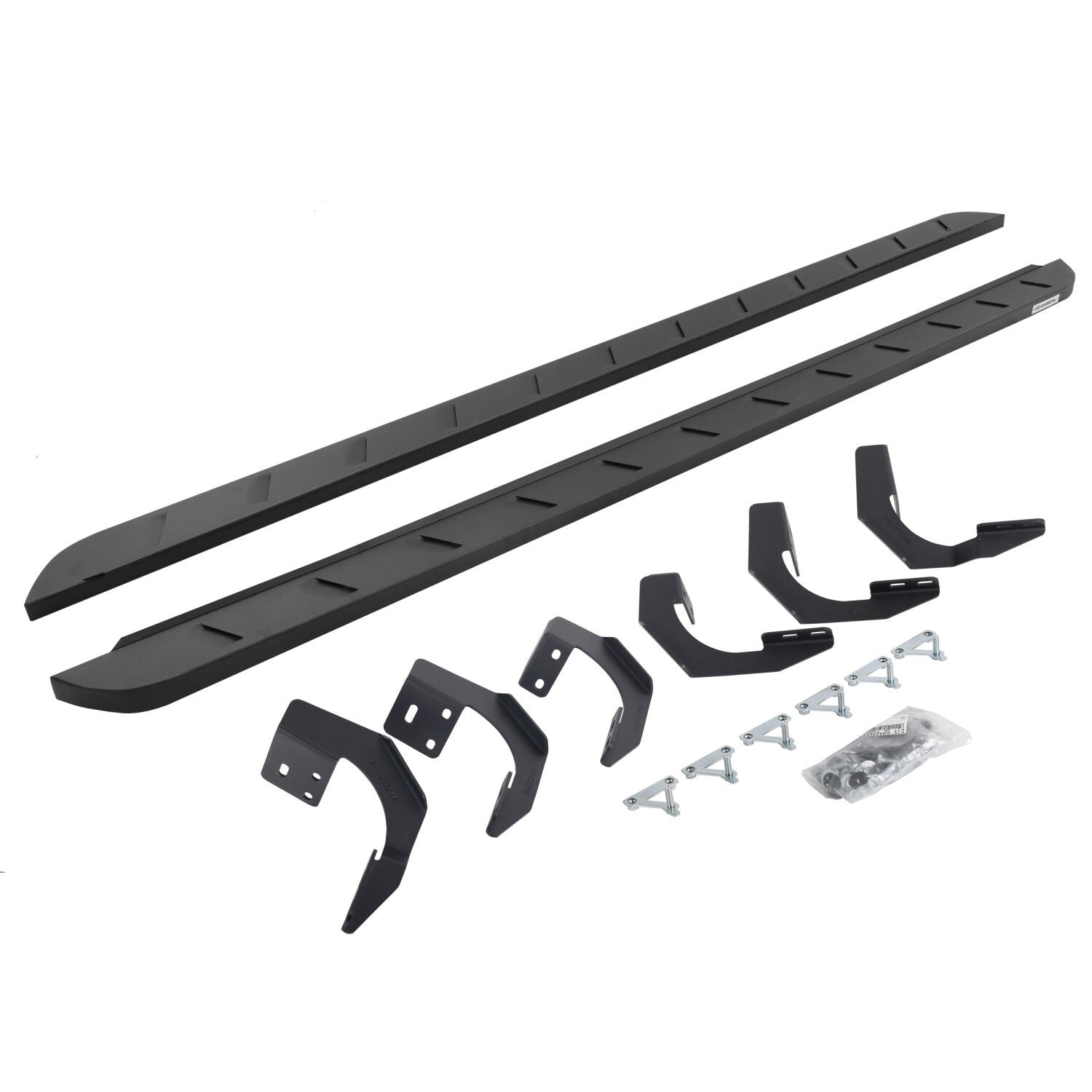 RB10 Slim Line Running Boards With Mounting Brackets Textured Black 2015-2018 Ram 1500 Go Rhino