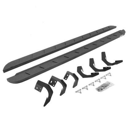 RB10 Slim Line Running Boards With Mounting Brackets Curved Protective Bedliner Coating 2015-2018 Ram 1500 Go Rhino