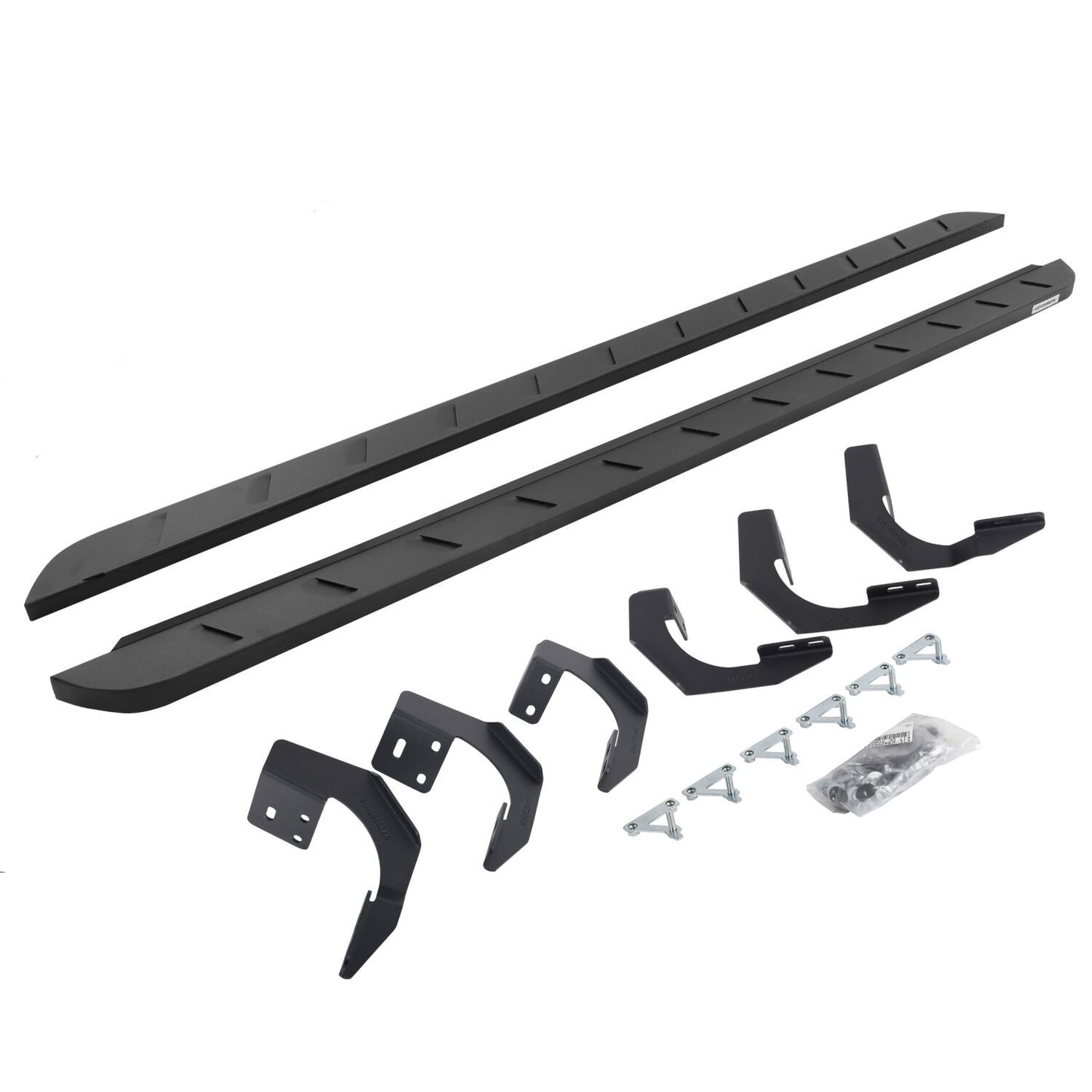 RB10 Slim Line Running Boards With Mounting Brackets Curved Textured Black 2019-2026 Ram 1500 Extended Cab Go Rhino
