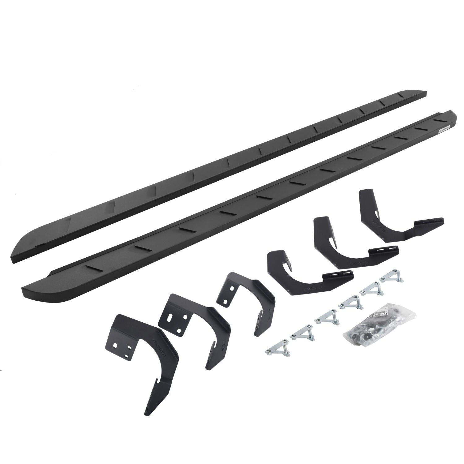 RB10 Slim Line Running Boards With Mounting Brackets Curved Textured Black 2019-2026 Ram 1500 Extended Cab Go Rhino