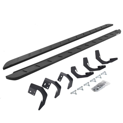 RB10 Slim Line Running Boards With Mounting Brackets Curved Textured Black 2019-2026 Ram 1500 Crew Cab Go Rhino