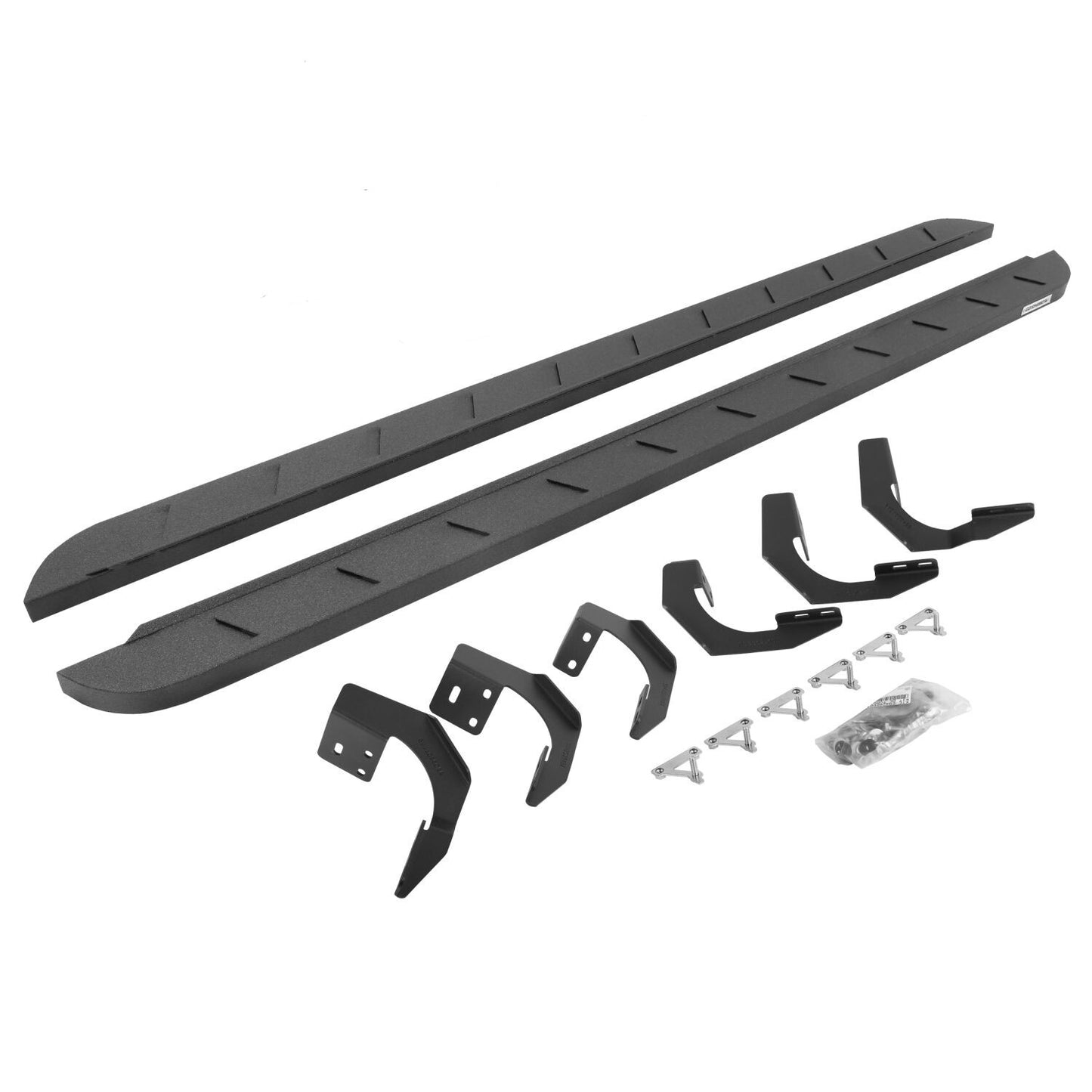 RB10 Slim Line Running Boards With Mounting Brackets Curved Protective Bedliner Coating 2019-2026 Ram 1500 Go Rhino