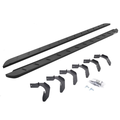RB10 Slim Line Running Boards With Mounting Brackets Curved Textured Black 2005-2026 Nissan Frontier Go Rhino