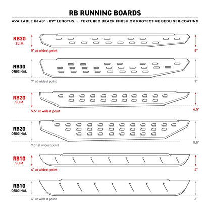 RB10 Running Boards With Mounting Brackets Textured Black 2007-2021 Toyota Tundra Go Rhino