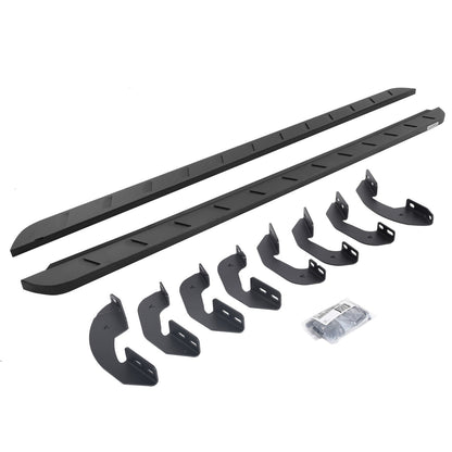 RB10 Slim Line Running Boards With Mounting Brackets Curved Textured Black 2007-2021 Toyota Tundra Go Rhino