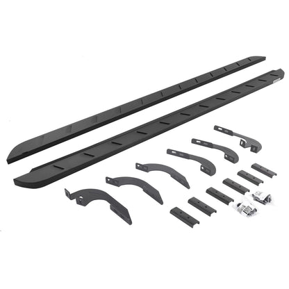 RB10 Slim Line Running Boards With Mounting Brackets Curved Textured Black 2005-2023 Toyota Tacoma Go Rhino
