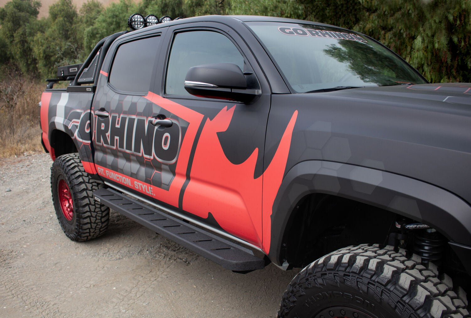 RB10 Running Boards With Mounting Brackets Protective Bedliner Coating 2005-2023 Toyota Tacoma Go Rhino