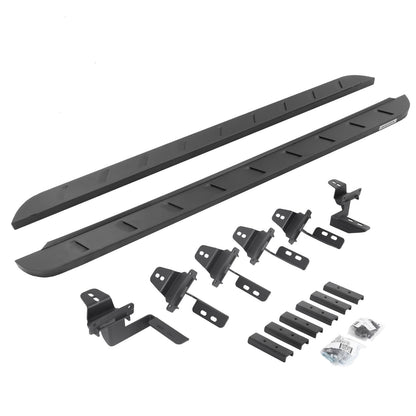 RB10 Slim Line Running Boards With Mounting Brackets Textured Black For 2007-2018 Jeep Wrangler JK 4 Door Go Rhino