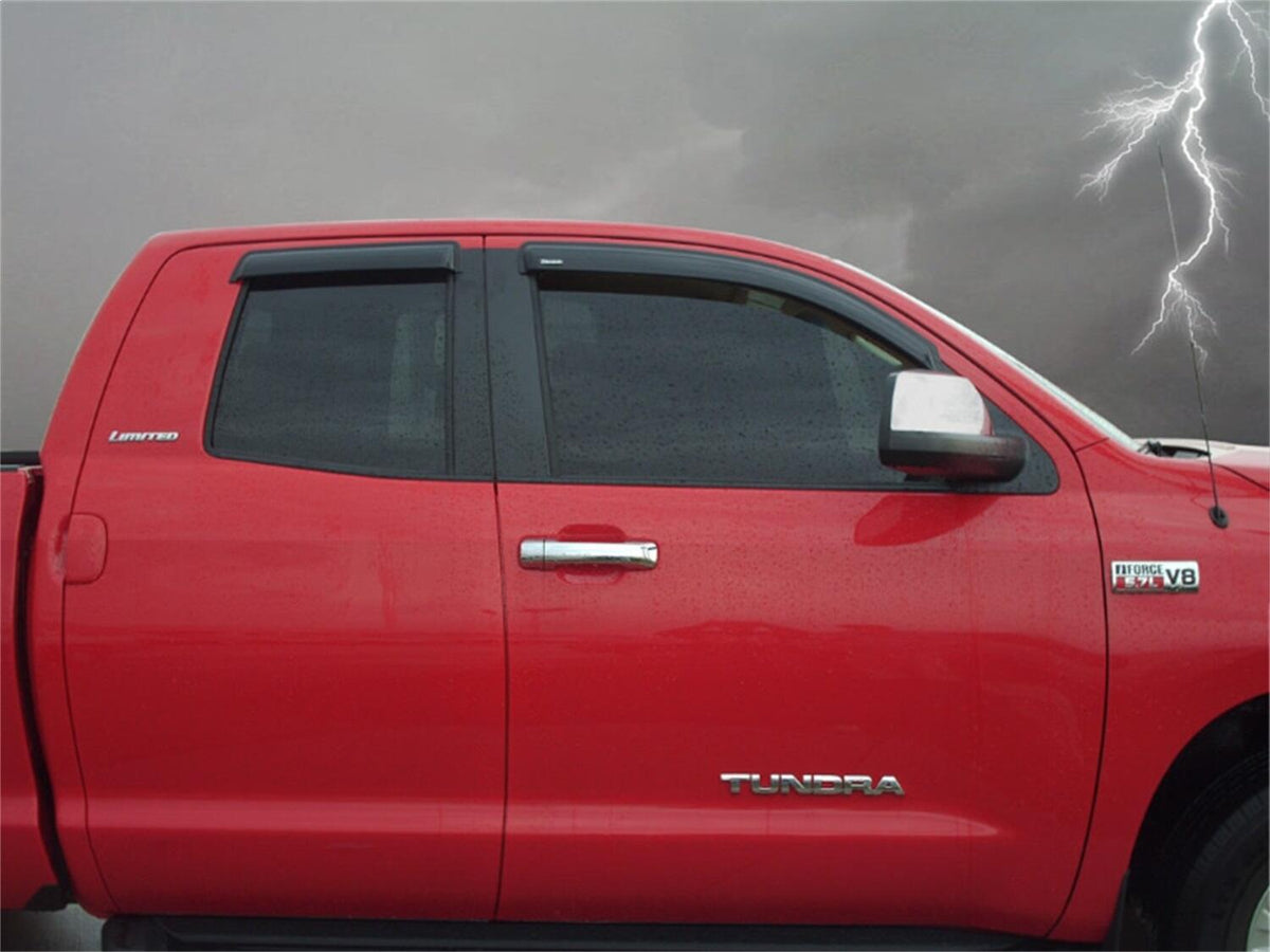 Tape-Onz Sidewind Deflector Smoke 4 pc. for 2007-2021 Toyota Tundra CrewMax Stampede