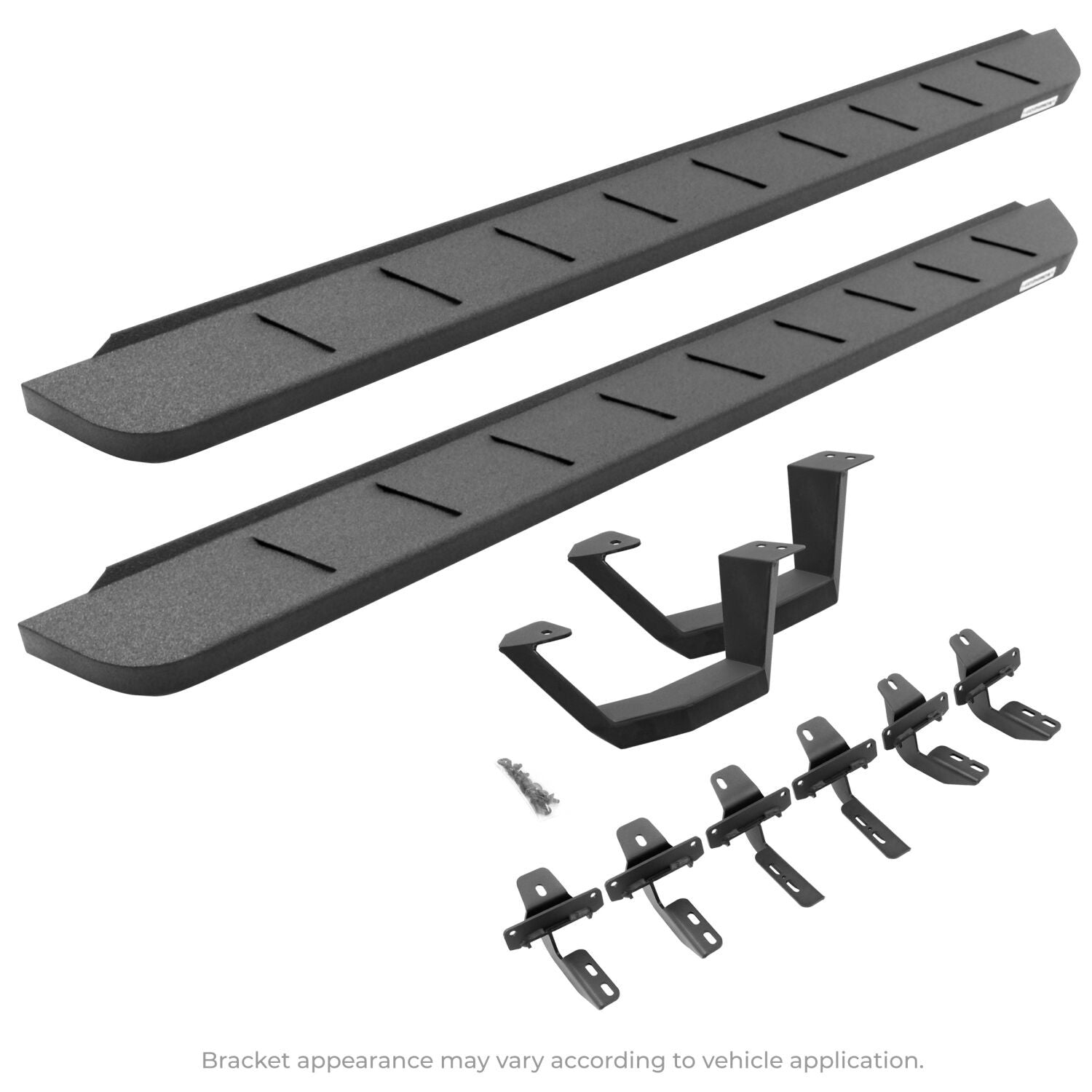 RB10 Running Boards With Mounting Brackets & 1 Pair of Drop Steps Kit Protective Bedliner Coating For 2018-2025 Jeep Wrangler JL Go Rhino