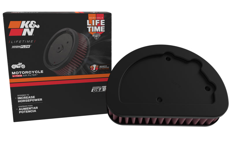K&N Replacement Unique Air Filter 6.625in L x 4.75in W x 1.625in H with 1 Flange for Harley-Davidson