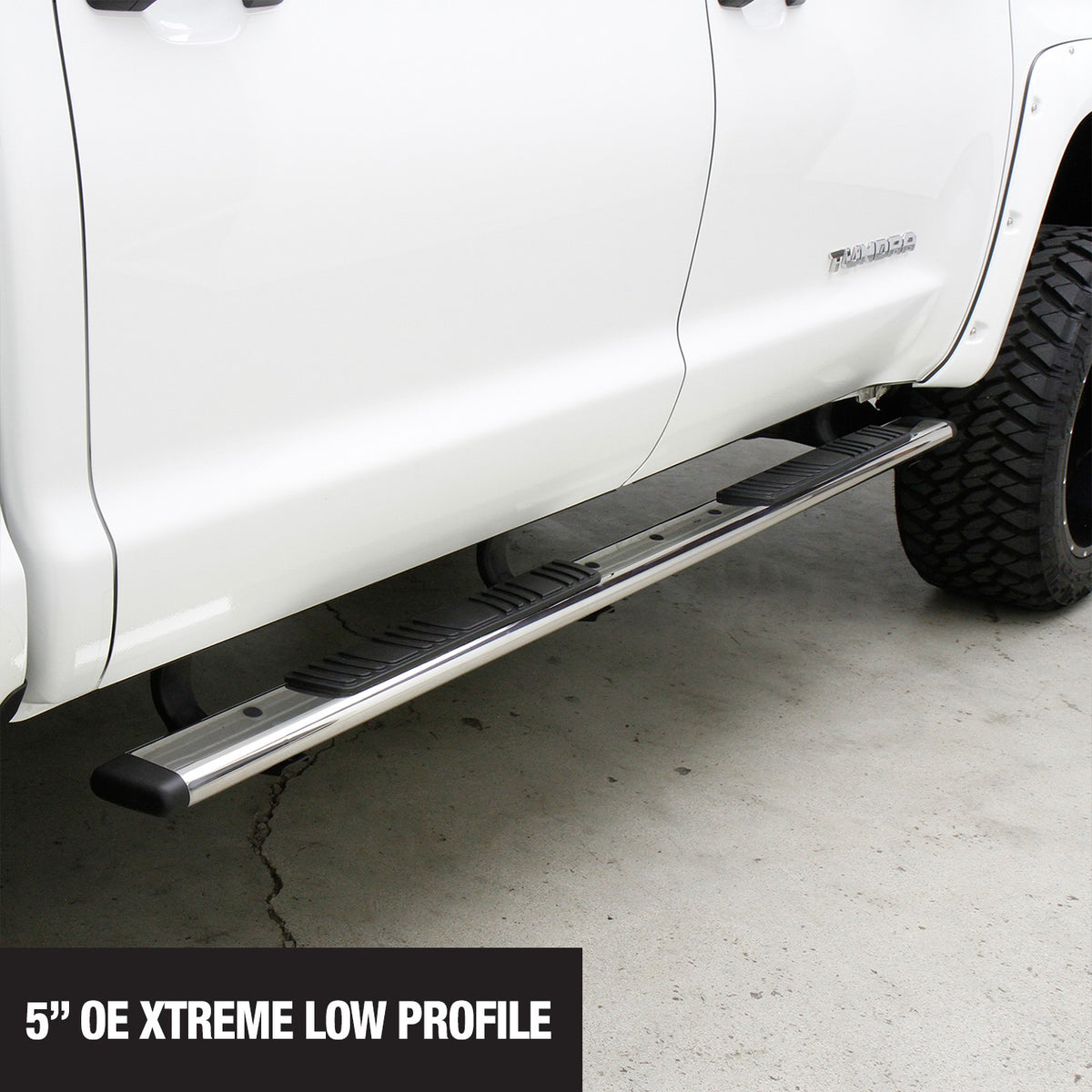 5 Inch OE Xtreme Low Profile SideSteps Boards Only Polished Stainless Steel 1999-2026 Ford F-250/F-350 2003-2010 Dodge Ram 2500/3500 2004-2015 Nissan TITAN 2020-2025 Jeep Gladiator Go Rhino
