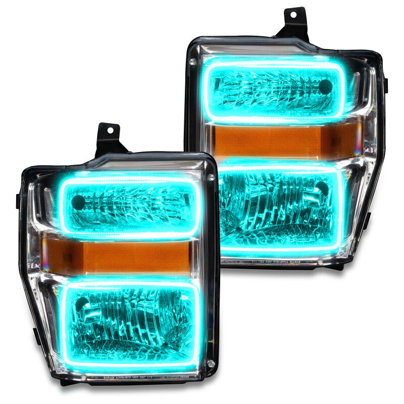 Oracle 08-10 Ford F250/350 Pre-Assembled Halo Headlights - Chrome Housing - ColorSHIFT