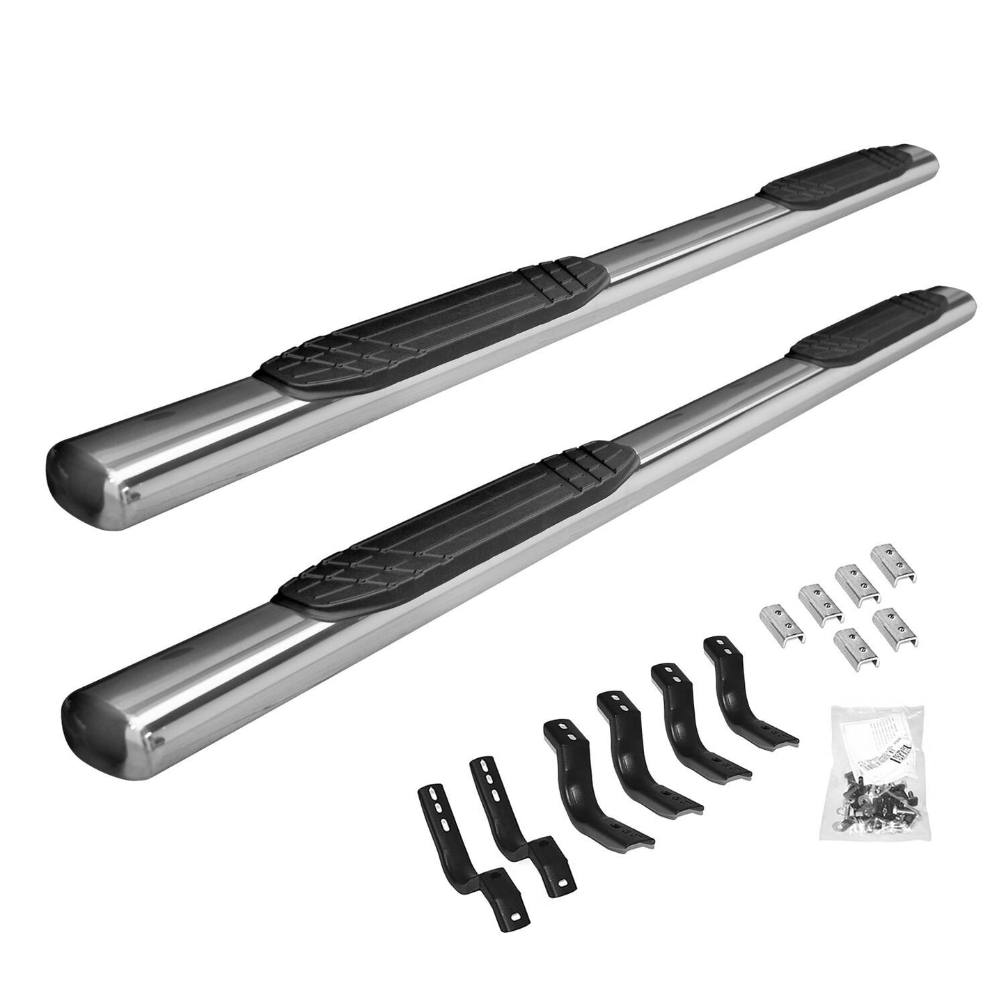 4 Inch OE Xtreme SideSteps With Mounting Bracket Kit Polished Stainless Steel 2019-2026 Silverado/Sierra 1500/2500 HD Go Rhino